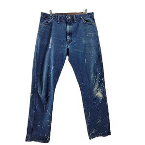 VTG Wrangler Jeans Paint Splattered Distressed 13MWZ Denim 40x34 Blue USA
